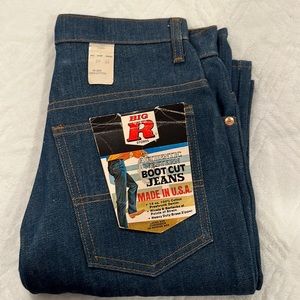 Vintage Big R Stores Authentic Western Boot Cut Jeans 100% Cotton Brass Zipper
